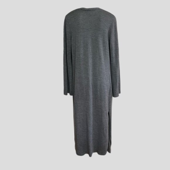 Max Studio Grey Open Front 100% Extra Fine Merino Wool Duster Cardigan - Picture 2 of 14